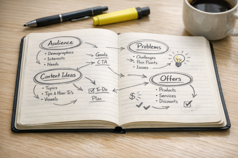 Choosing a niche for online income planning notes