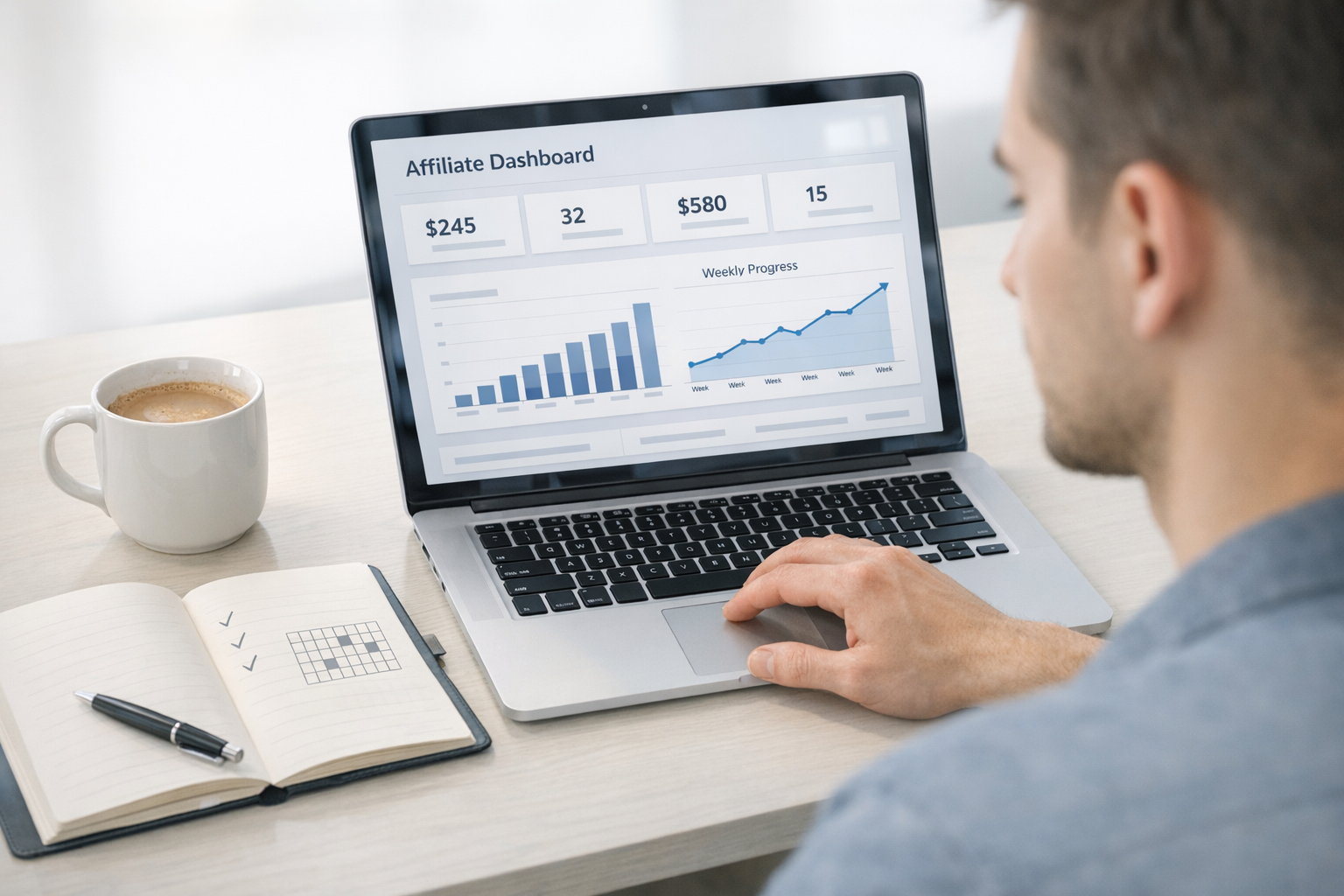 First affiliate commission realistic progress tracking