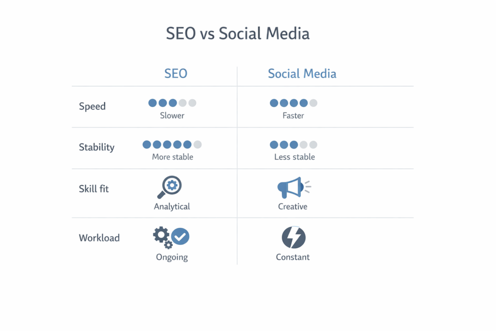 SEO or social media first traffic strategy for beginners